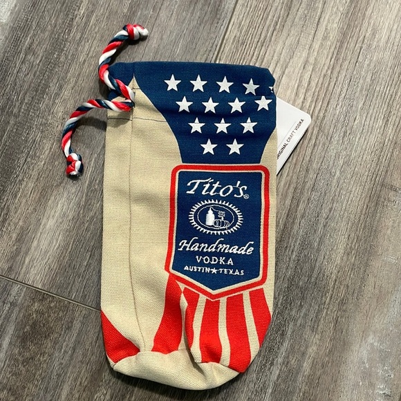 Tito’s Vodka 25th Anniversary Embroidered Canvas Drawstring Bag American Flag - Picture 1 of 3